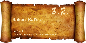 Bakos Rufusz névjegykártya